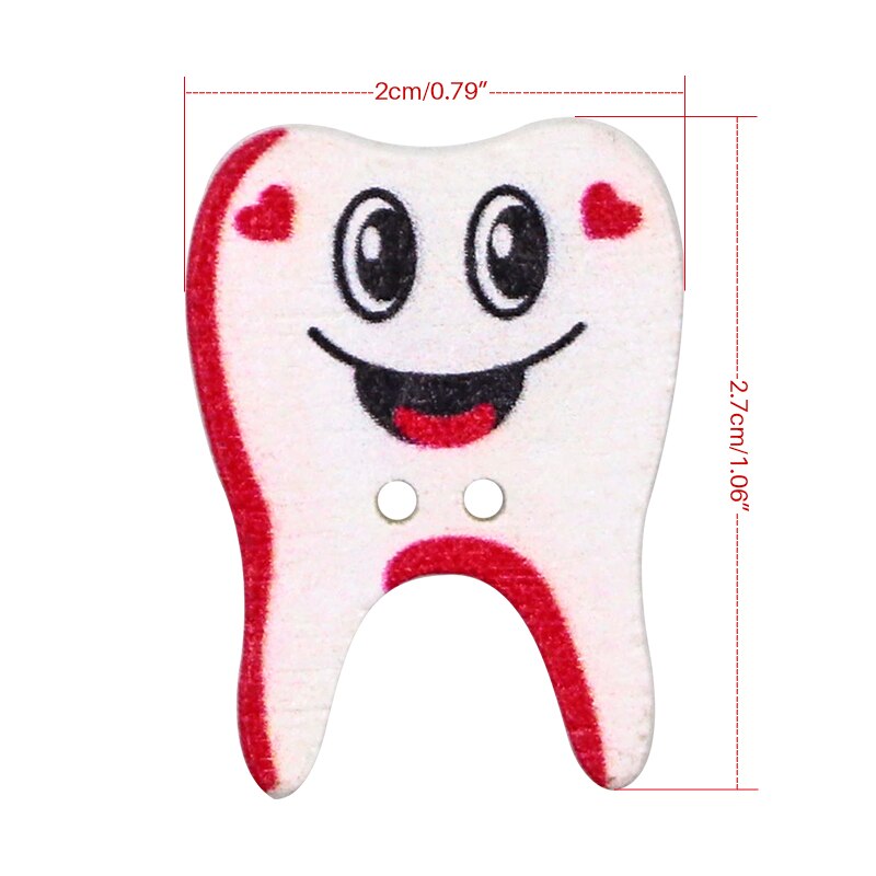 50 Stuks Dental Tanden Vorm Tand Vorm Knoppen Decoratie Molaire Badge Tandarts Naaien Scrapbooking Accessoires Versiering