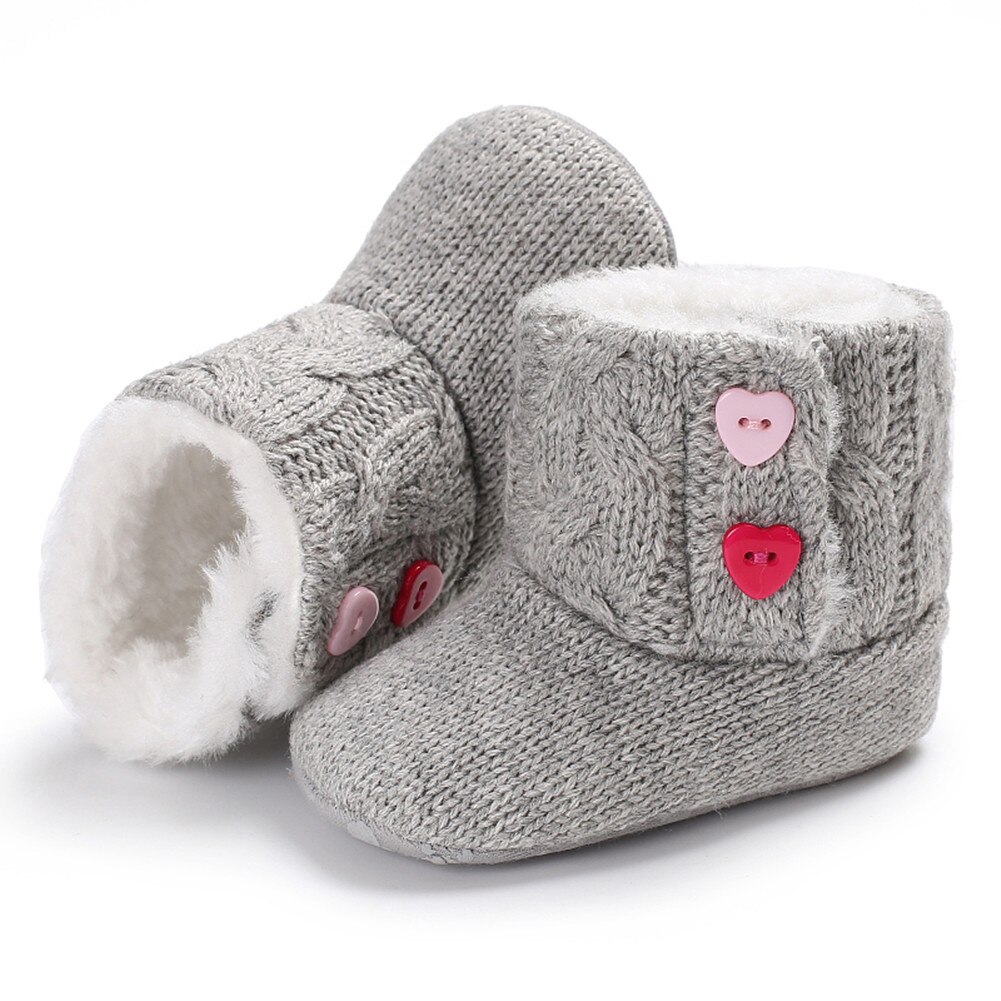 Peuter Kid Baby Meisje Jongen Brei Haak Schoenen Winter Snowboots Wieg Handwerk: Grijs / 13-18 months