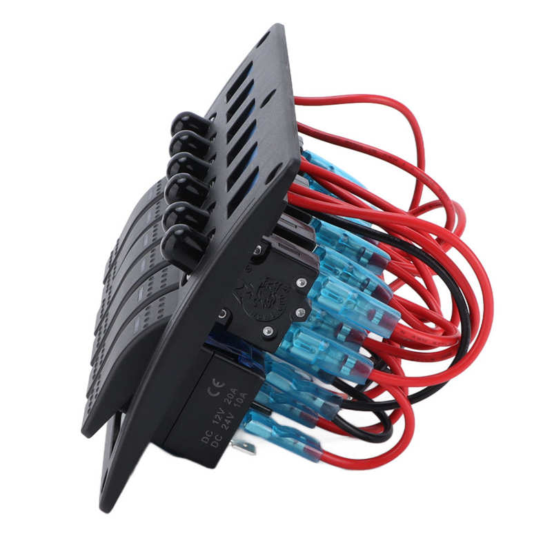 6 Gangs Rocker Switch Panel Blue Light Car Toggle Switch Panel for Trucks for Boats for SUVs