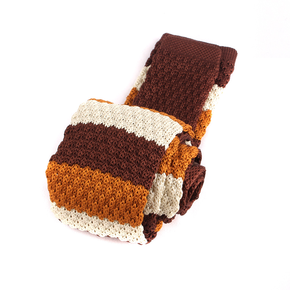 Corbatas de punto a rayas para hombres y mujeres, corbatas delgadas informales para hombres, corbata de cuello de punto delgada para de boda, corbata estrecha marrón