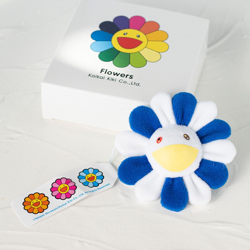 Broche de girasol japonés para Bebé y Niño, flor de arcoíris de peluche, estera de suelo juego, asiento, decoración colorida: WHITE drak blue
