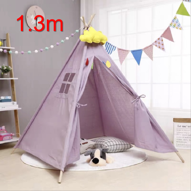 1,3 M kinder Zelt Für Kinder Geburtstag Kinder Cabana Große Spielen Haus Dekoration Teppich Tragbare Tipi Infantil Haus: AZ014-0purple