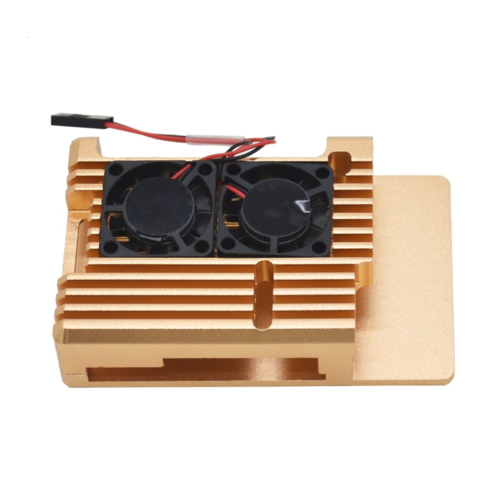 Protective Case Tool Enclosure Shell Box Durable Signal Easy Install Aluminium Alloy Accessories Housing For Raspberry Pi 4B: Gold With Fan