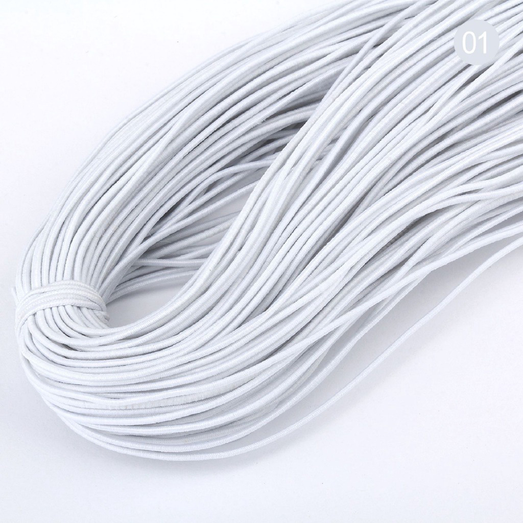 5 mètres noir blanc Multi taille 1/1.5/2/2.5/3/4mm bande élastique ronde corde élastique bande élastique ligne bricolage accessoires de couture: WHITE / 20mm