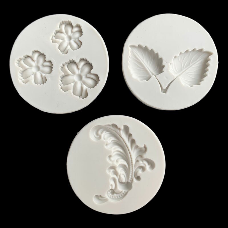 Cake Border Silicone Flower Leaf Fondant Mold Cake Decorating Tool Cupcake Chocolate Candy Clay Moulds Kitchen Baking Molds