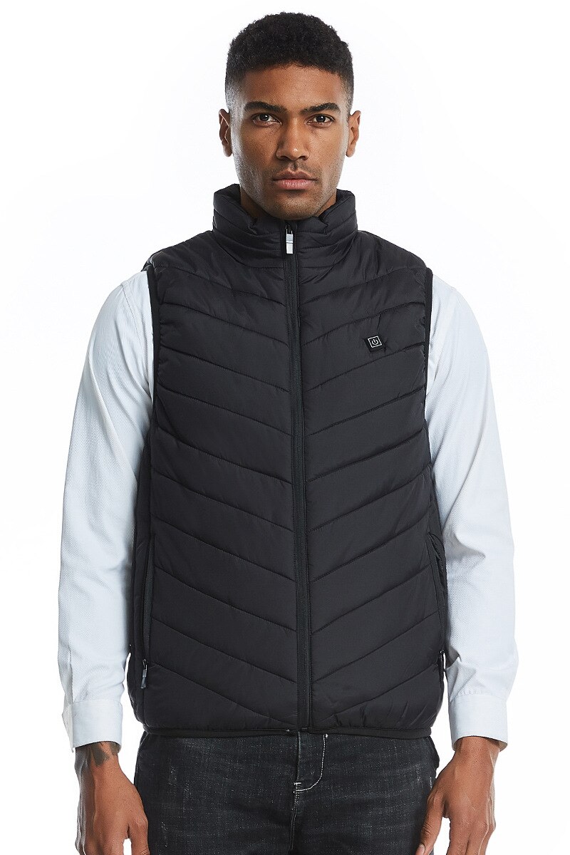 Winte Jacket Wasbare Usb Opladen Verwarming Warm Vest Controle Temperatuur Outdoor Camping Wandelen Golf Smart Verwarmde Vest: Black / XXL