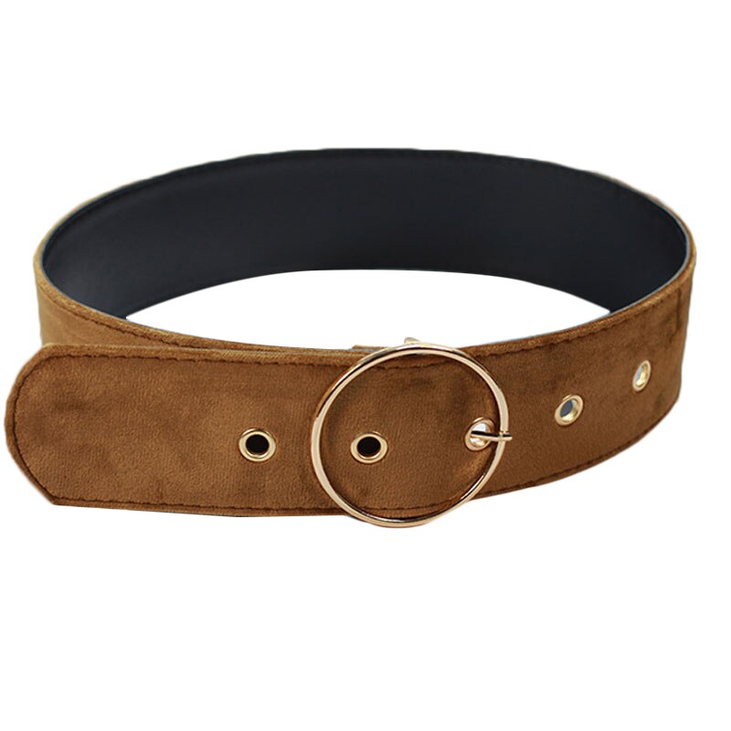 1 Pc Retro Lange Fluwelen Riem Ronde Vierkante Metalen Pin Gesp Decoratieve Casual Brede Tailleband Mode Vrouwelijke Jurk Jas Trui riem: Grijs