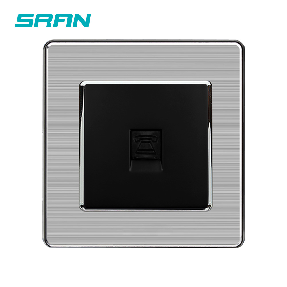 SRAN General Standard stainless steel frame Panel 86*86mm One Gang Telephone Socket / Outlet A101-020