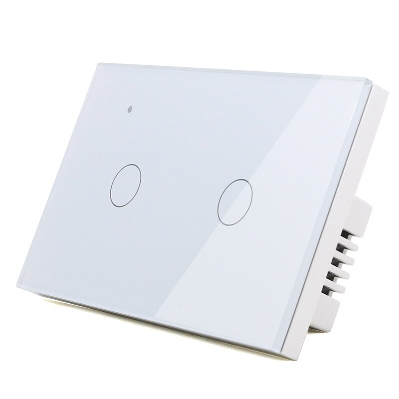WIFI Touch Light Wall Switch White Glass Panel Blue LED EU & UK Universal Smart Home Phone Control 4 Gang 2 Way Round relay