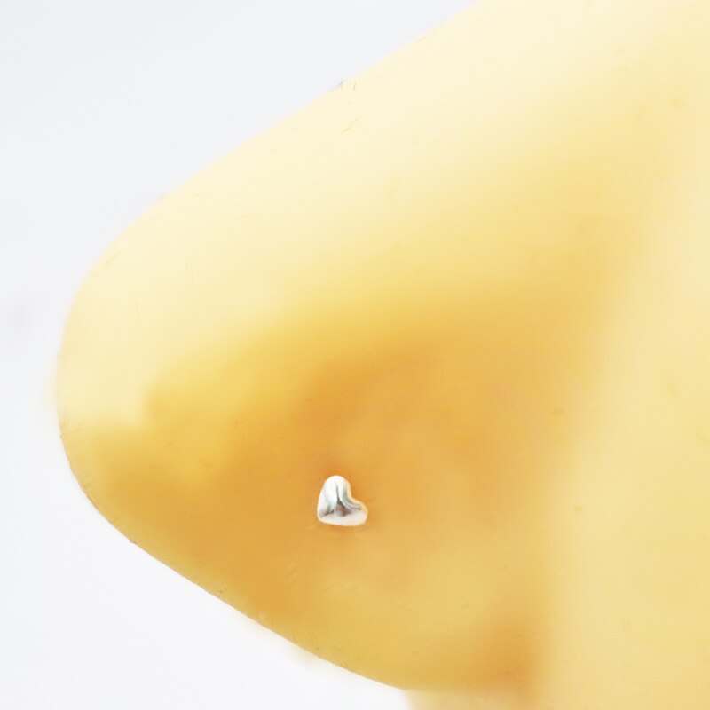 Piercing para la nariz de Plata de Ley 925, joyería con forma de corazón, Pin recto, 20 unids/paquete