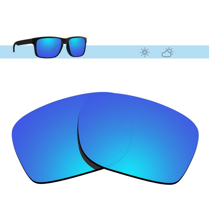 Glintbay Gepolariseerde Vervanging Zonnebril Lenzen Voor Oakley Holbrook-Meerdere Opties: Ice Blue Mirror