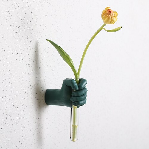 Harpiks glas vægmonteret vase blomst holder hånd abstrakt væg hængende dekoration blomsterarrangement boligindretning: C