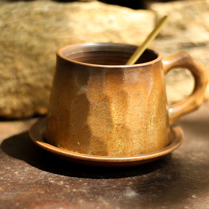 Coarse Pottery Coffee Cup Vintage Handmade Coffee Drinkware Cup Milk Tea Cup Mug Drinking WY80112: D