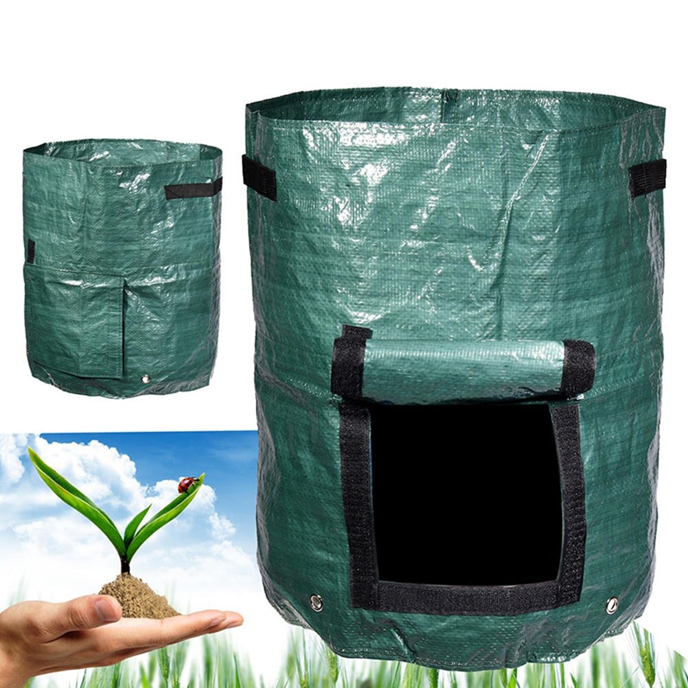 2 Pcs Organic Waste Kitchen Garden Yard Compost Bag Environmental PE Cloth Planter Vegetable Plant Grow Bag
