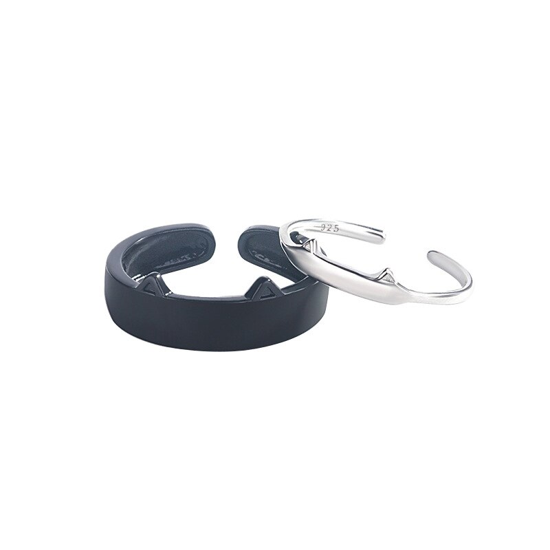 Trendiger partnerring aus edelstahl mit schwarzer und weißer katze, schlicht, süß, Ideal für studenten, offener Ring, #39: Ein paar