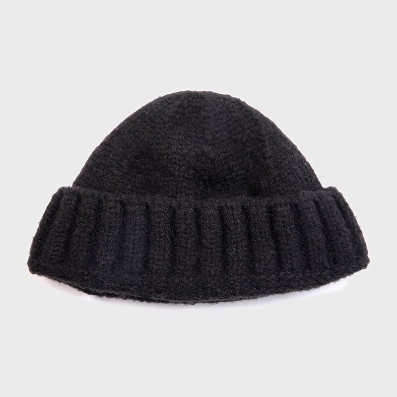 Unisex Ribbed Knitted Cuffed Short Melon Cap Solid Color Melon hat Skullcap Baggy Retro Ski Fisherman Docker Beanie Hat Slouchy: Black