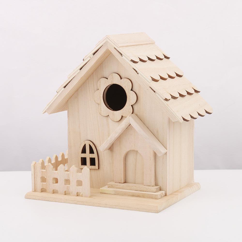 DIY Wooden Bird House Nest Handmade Eco-friendly Bird Nest Cage Outdoor Birdhouse Garden Yard Hanging Decoration Crafts