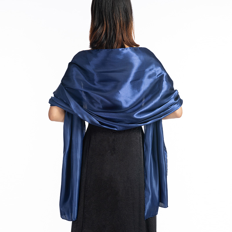Vestido de noche largo de satén para mujer, bufanda protectora para cuello, pañuelo para la cabeza, capa fina con borlas para , chal cálido, Hhijab, Q63: Morado