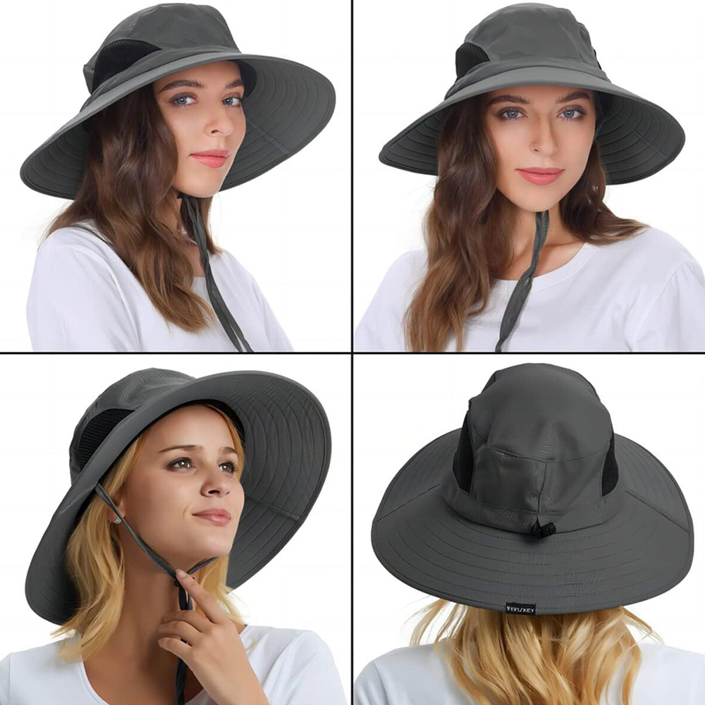 Casquette de pêche pour hommes et femmes, chapeau de soleil réglable à large bord, chapeau pliable pour la pêche, la randonnée, le jardin, le safari, la plage, E27