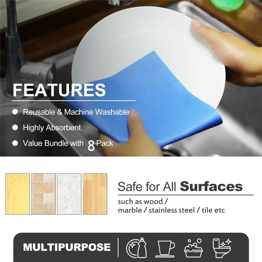 Kitchen Rag Cellulose Sponge Cloth Super Absorbent Water Absorbent 10pcs Can Be Reused With Good Cleaning Effect Cleaning Cloths
