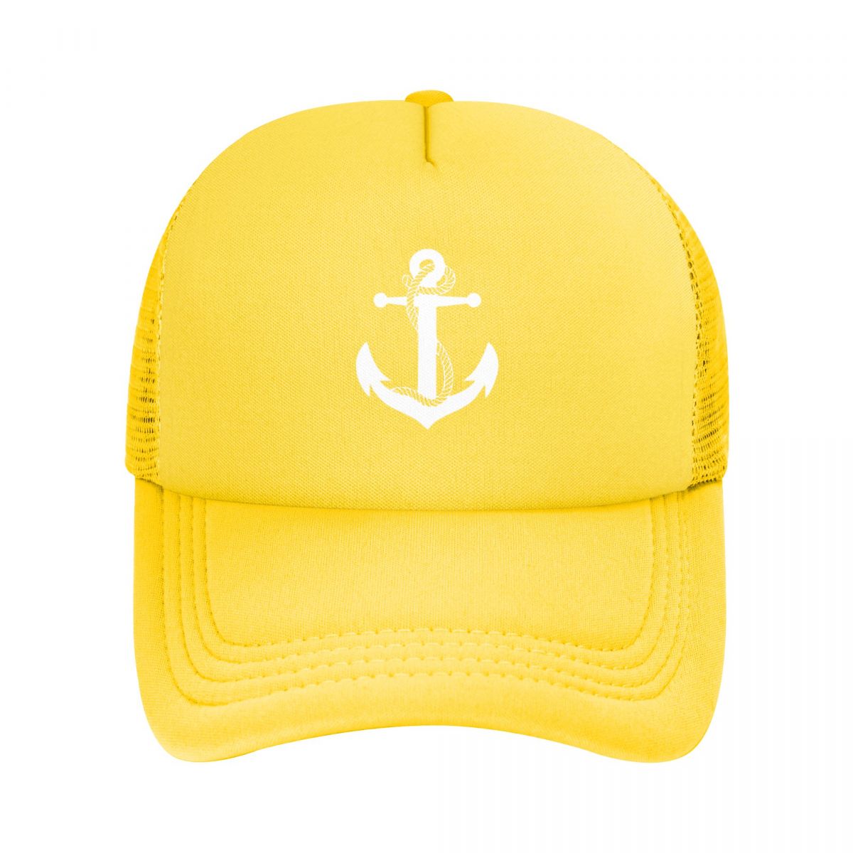 Gorra de béisbol de malla de capitán náutico, sombrero de sol ajustado, transpirable, Snapback, otoño: YELLOW