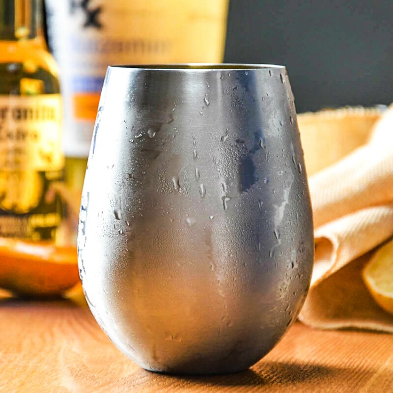 Kreative Edelstahl Cocktail Glas Whisky Bier Becher Dicken Ei Geformt Breiten Mund Tasse Bar Club Haushalts Restaurant Wasser Tasse