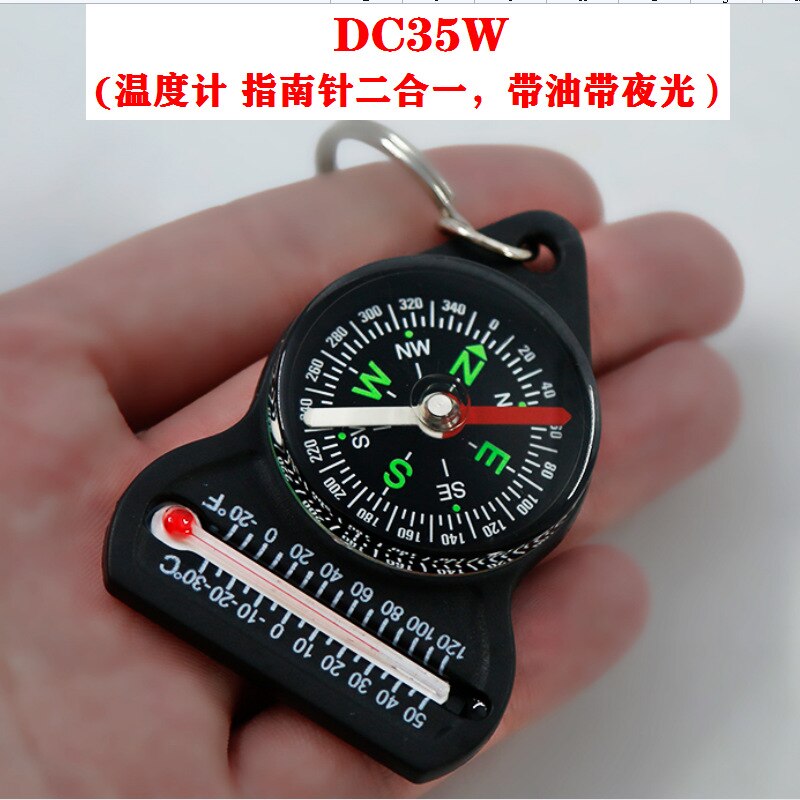 Dc35w Kompas Met Sleutelhanger Thermometer Kompas Twee In Een Draagbare Outdoor Kompas Met Lichtgevende