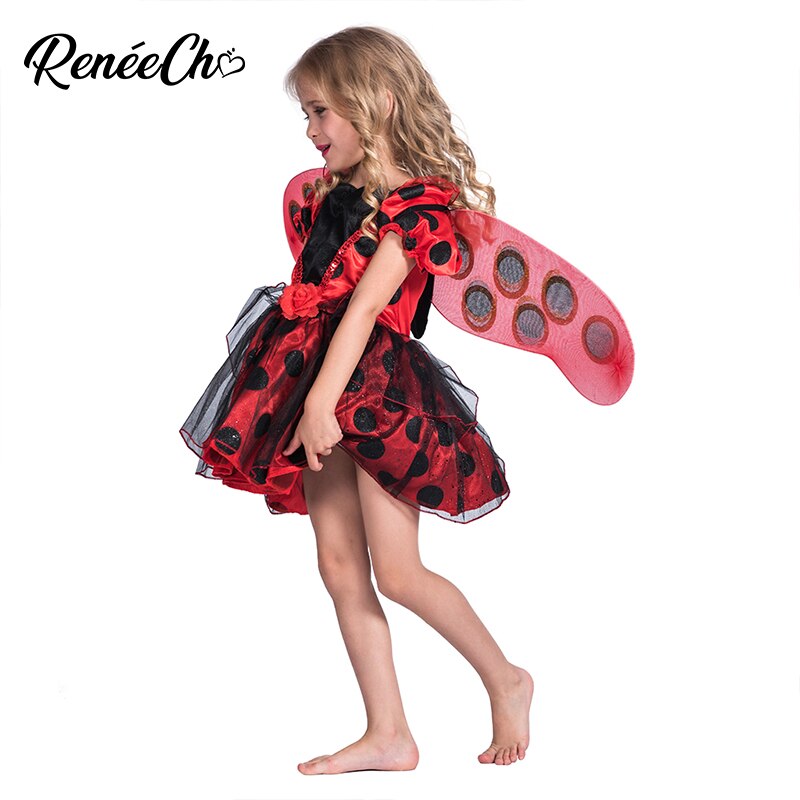 Reneecho Halloween Costume For Girls Kid Ladybug Costume For Birthday Party Toddle Dress Children Carnival Cosplay Costume