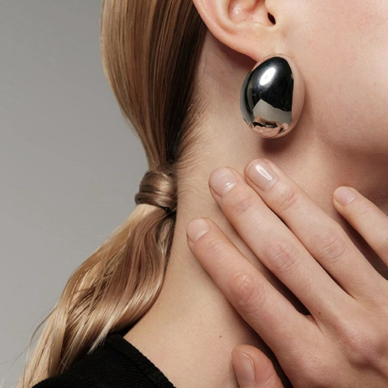 Pendientes redondos irregulares exagerados de Metal para mujer, aretes ovalados grandes y lisos geométricos, de joyería de de estilo Punk