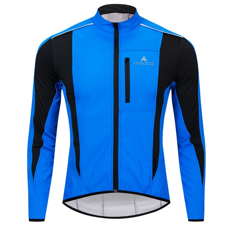 Reflekterande cykeljacka herr termisk fleece varm vindjacka vintersport cykelkläder utomhus vattentät mtb cykeljackor: Blå / Xxl