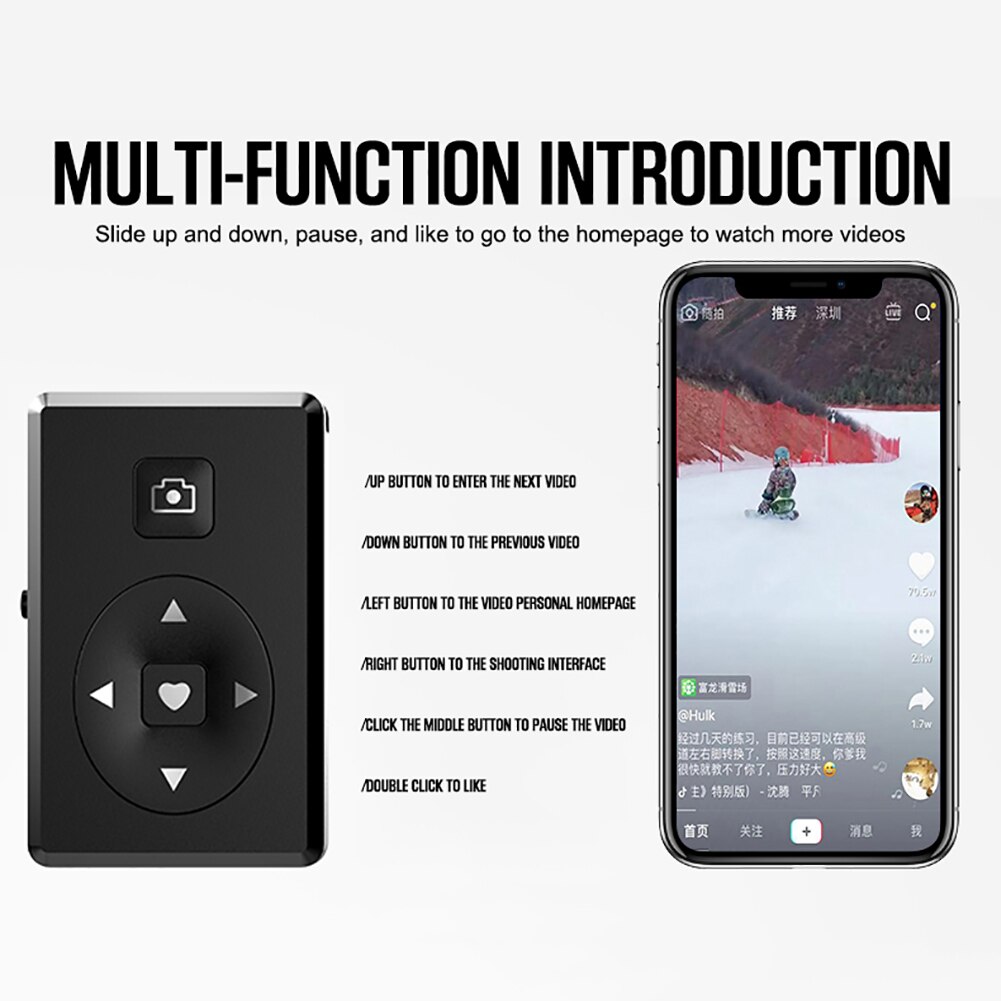 Mini Wireless Bluetooth Remote Control Selfie Camera Shutter Page Turning Remote Control for Phone for Android / iOS Cell Phone