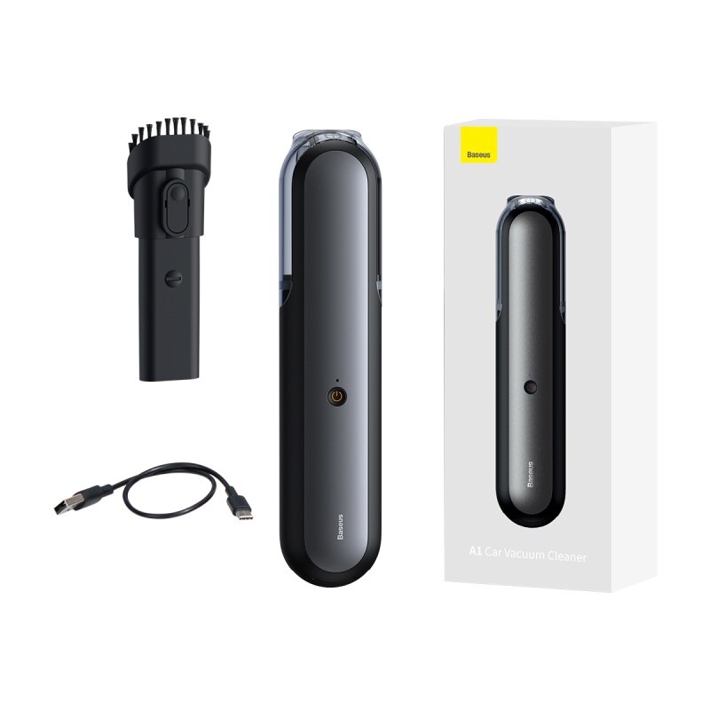 Baseus-aspiradora portátil con USB, aspiradora de mano con filtro HEPA, silencioso, lavable, 4000Pa, minidiseño para limpieza de coche y PC: Black
