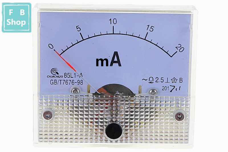1 stk 85 l 1-ma 2ma 3ma 5ma 10ma 15ma 20ma 30ma 50ma 75ma ac hvid plastskal analog panel amp meter amperemeter: 20ma