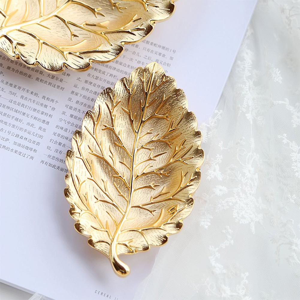 Assiettes à vaisselle en forme de feuilles en alliage de Zinc, casserole de stockage assiettes à fruits pour décoration de la maison bijoux bibelot outil de plateau de vanité