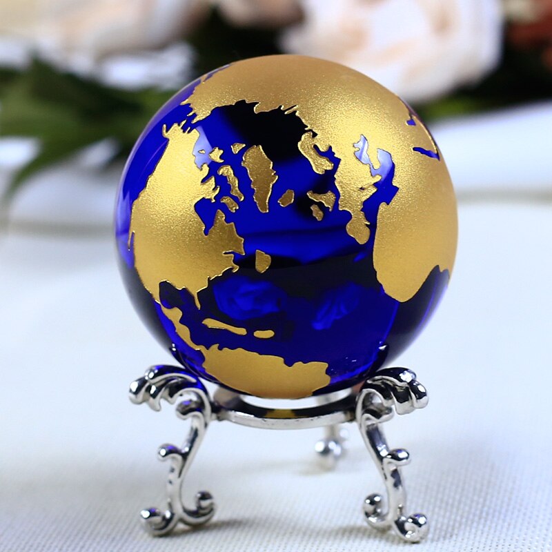 Wereldbol Mapa Home Decor Accessoires Globe Aarde 5 Inch Vintage Houten Globe Ornamenten Wereldkaart Geografie Desk Decor: with silver base
