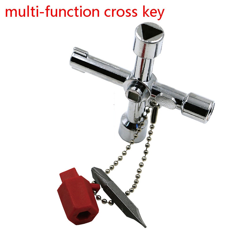 4 Way Cross Switch Key Wrench Met Accessoires Universele Vierkante Train Elektrische Kast Doos Lift Kast Legering #40