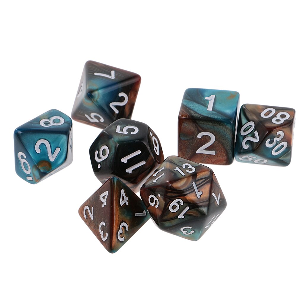7Stck polyedrisch Würfel D20 D12 D10 D8 D6 D4 für Würfel Tisch Spiel: Grün Gold