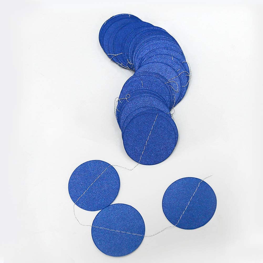 Royal Blue Paper Circle Garland Hanging Boy Kids Ocean Themed Hanging Birthday Party Banner Backdrop Baby Shower Wall Decoration