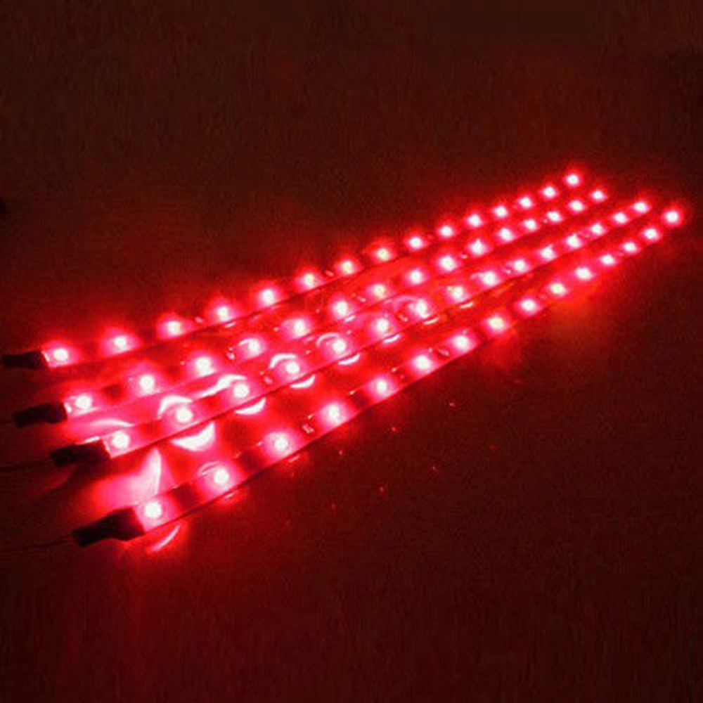2 STKS LED strip SMD3528 Waterdichte Flexibele 30 CM Rood Groen blauw Wit Warm wit Super heldere auto Styling decor stickers lamp: Red