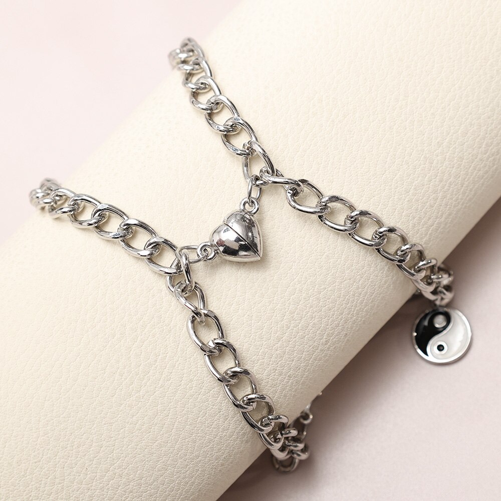 Tai Chi Yin Yang coppia bracciali per donna ciondolo in lega catena regolabile cuore braccialetto magnetico abbinamento amante regali gioielli