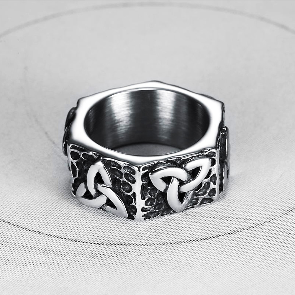 Jahrgang Wikinger Ring Männer Jungen Punk 316L Edelstahl nordisch Odin Dreieinigkeit Ring Radfahrer Amulett Wikinger Schmuck Größe 7-13