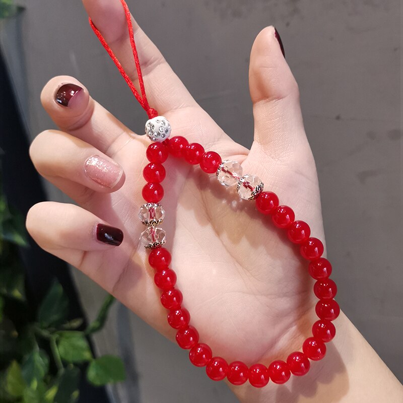 Cute Charm Rhinestone Mobile Phone Chain Rope Crystal Bead Bracelet For iPhone Huawei Mobile Phone Keychain Bead Lanyard: 06