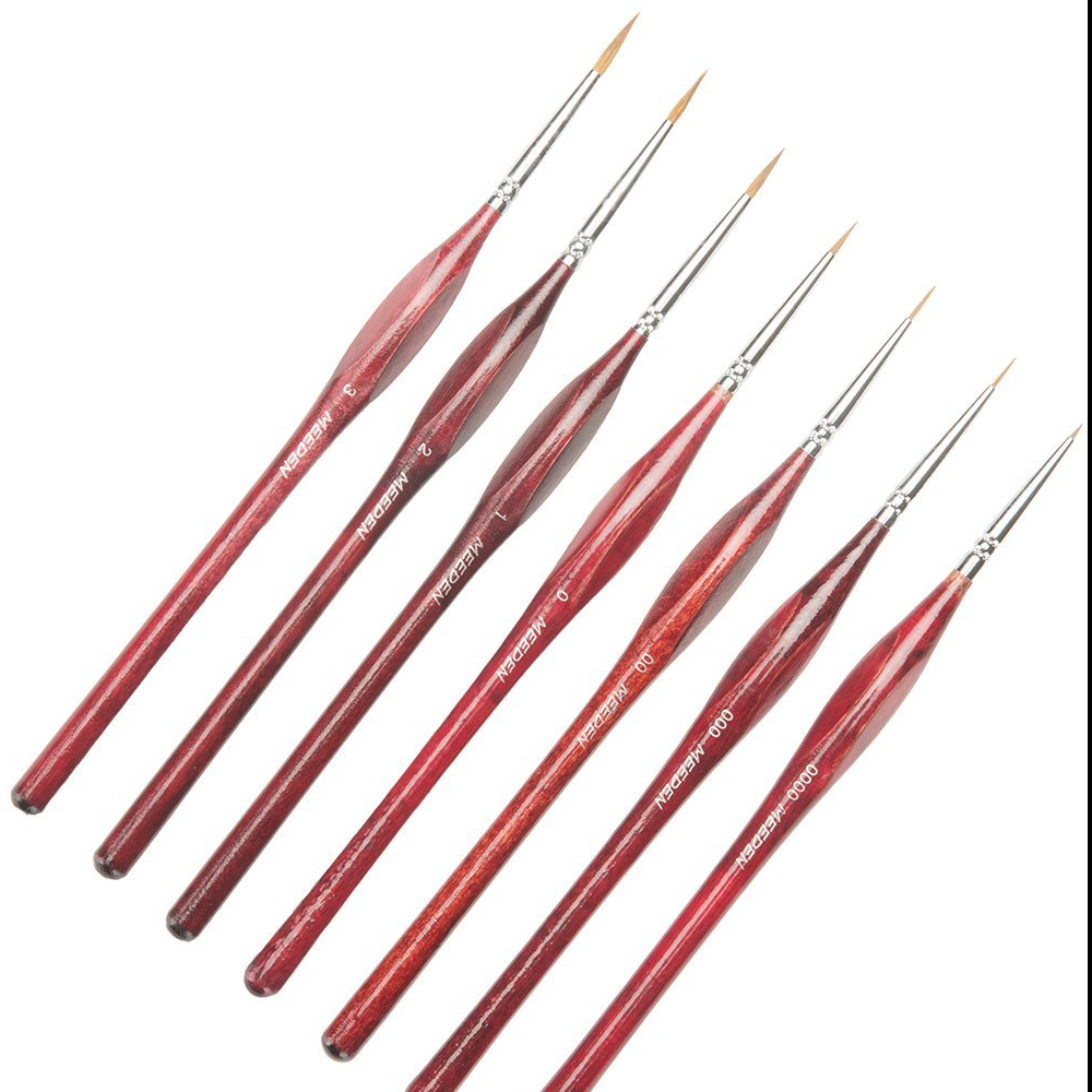 MEEDEN Sable Hair Paint Brush Set - 7 Miniature Art Brushes for Drawing Gouache Oil Painting Brush Art Supplies