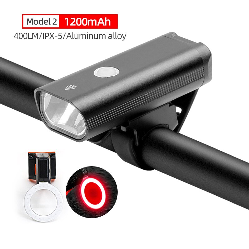 2000 mah lommelygte til cykel usb genopladeligt cykellygte pandelampe til mtb landevejscykling styr forlygte lys 400 lumen: Sæt j