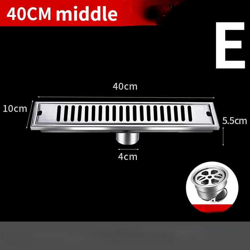 Stainless steel Long Square shower floor drain cover floor waste grate for Shower room toilet insect proof: E