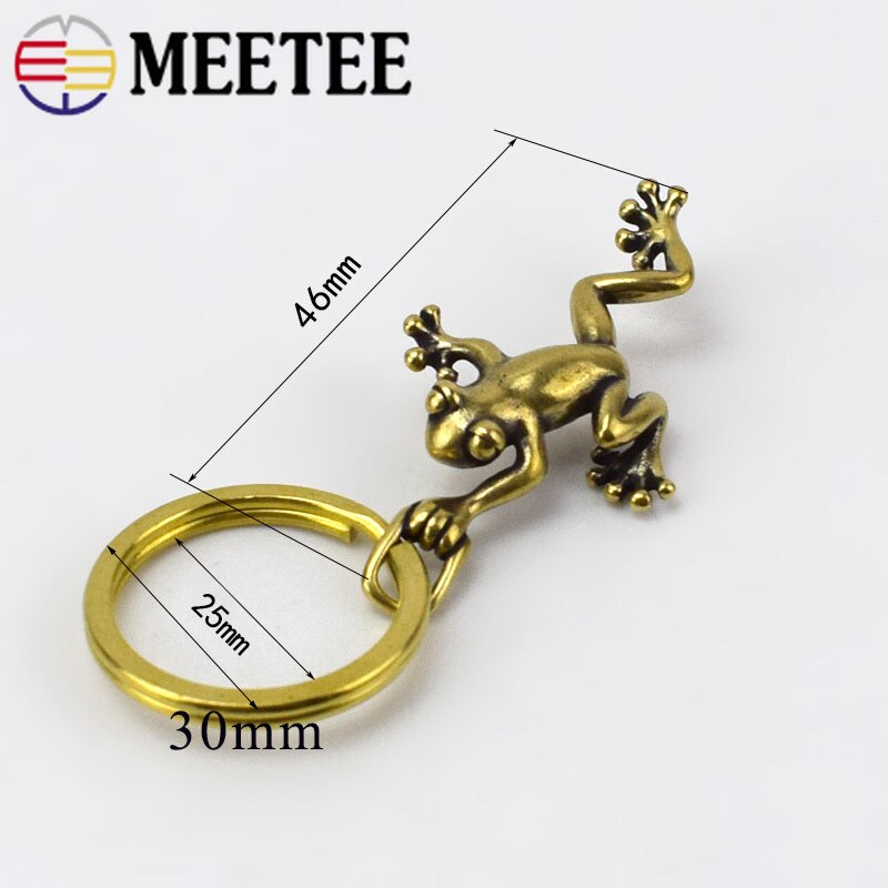 2pcs Eco-Friendly Retro Solid Brass Frog Keychain Hooks Wallet Chain Belt Buckle For Women Men Keyring Pendant Christmas