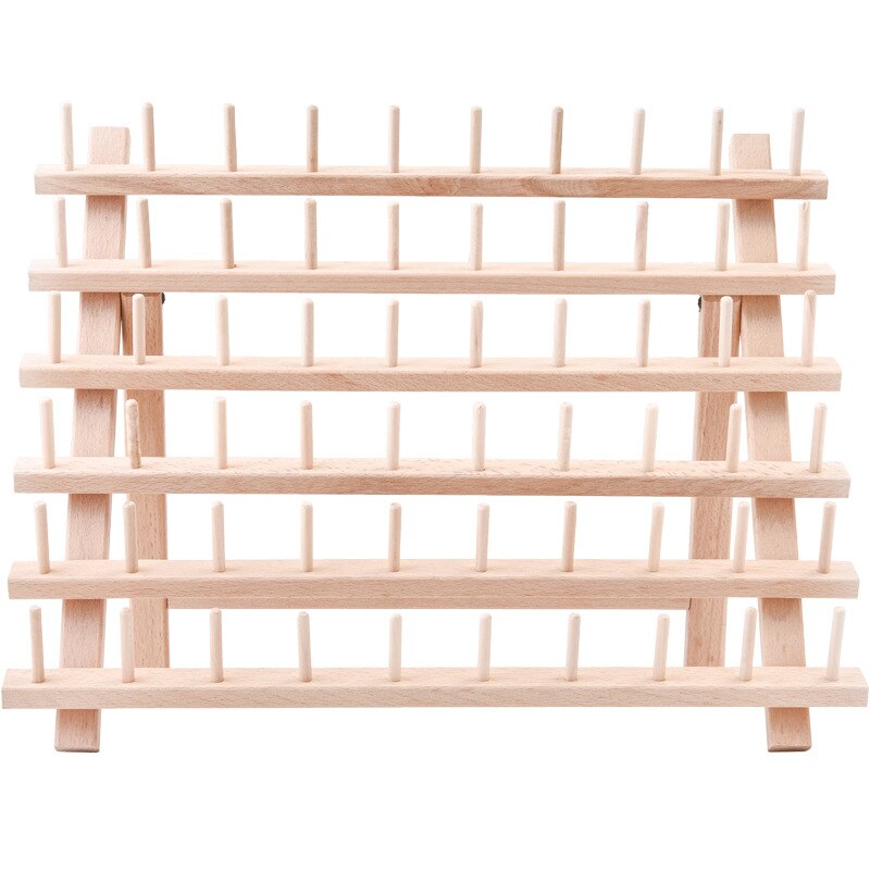 60-Spool Thread Rack Sewing Embroidery Organizer Natural Wood for Sewing, Quilting, Embroidery, Hair-braiding, Hanging Jewelry: Default Title