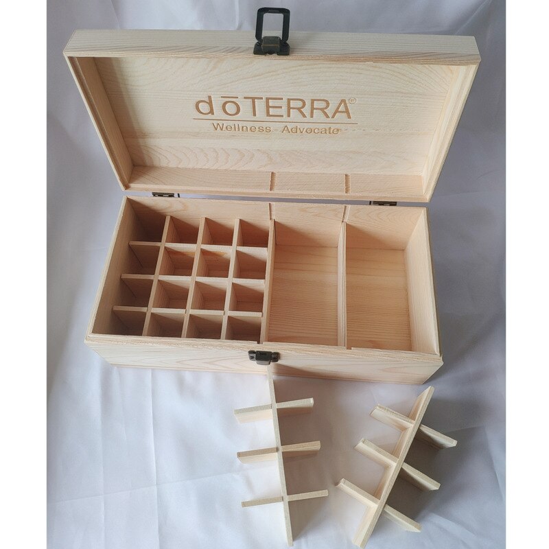 DoTERRA-caja de madera del almacenaje de aceite esencial, 25 compartimentos de almacenamiento, 15ML, 24 + 1 compartimiento, caja con pantalla de aceite esencial: Type B With Logo