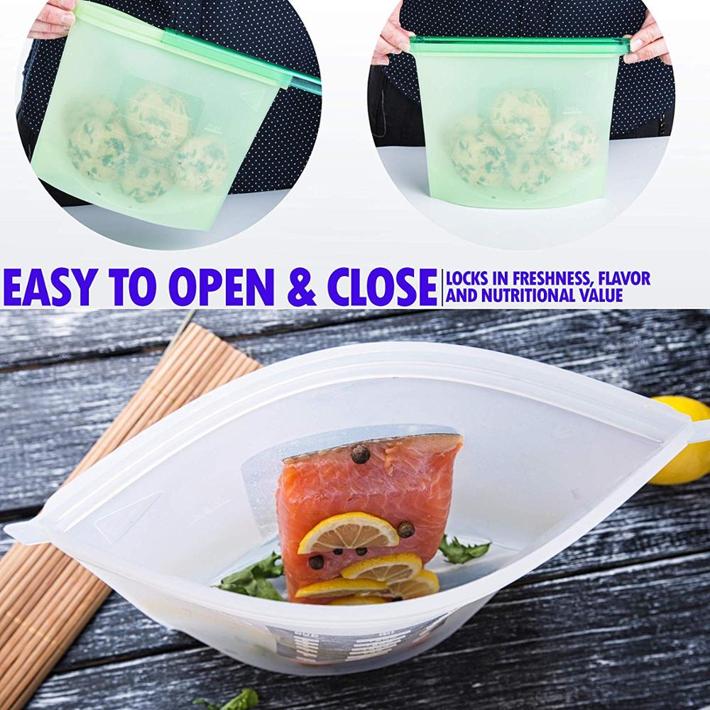 1pc Kitchen Fresh Zip lock Bag Reusable Silicone Food Freezer Storage Ziplock 17.5*23cm