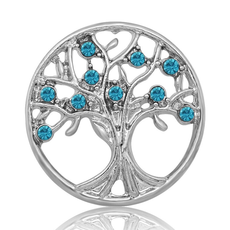 KZ1454 colorful rhinestone Hollow Life tree 20mm snap buttons for 18mm snap bracelet snap jewelry: blue